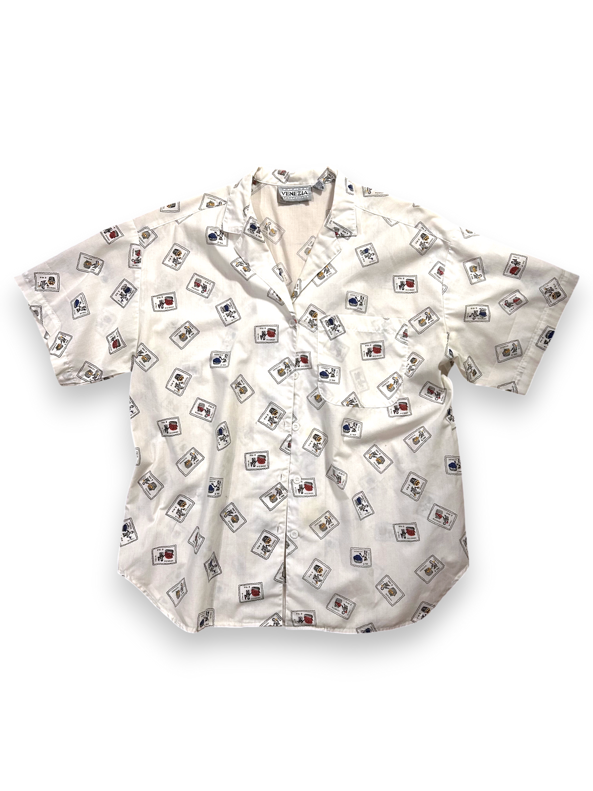 Italia Stamp - Short Sleeve Button Down Shirt