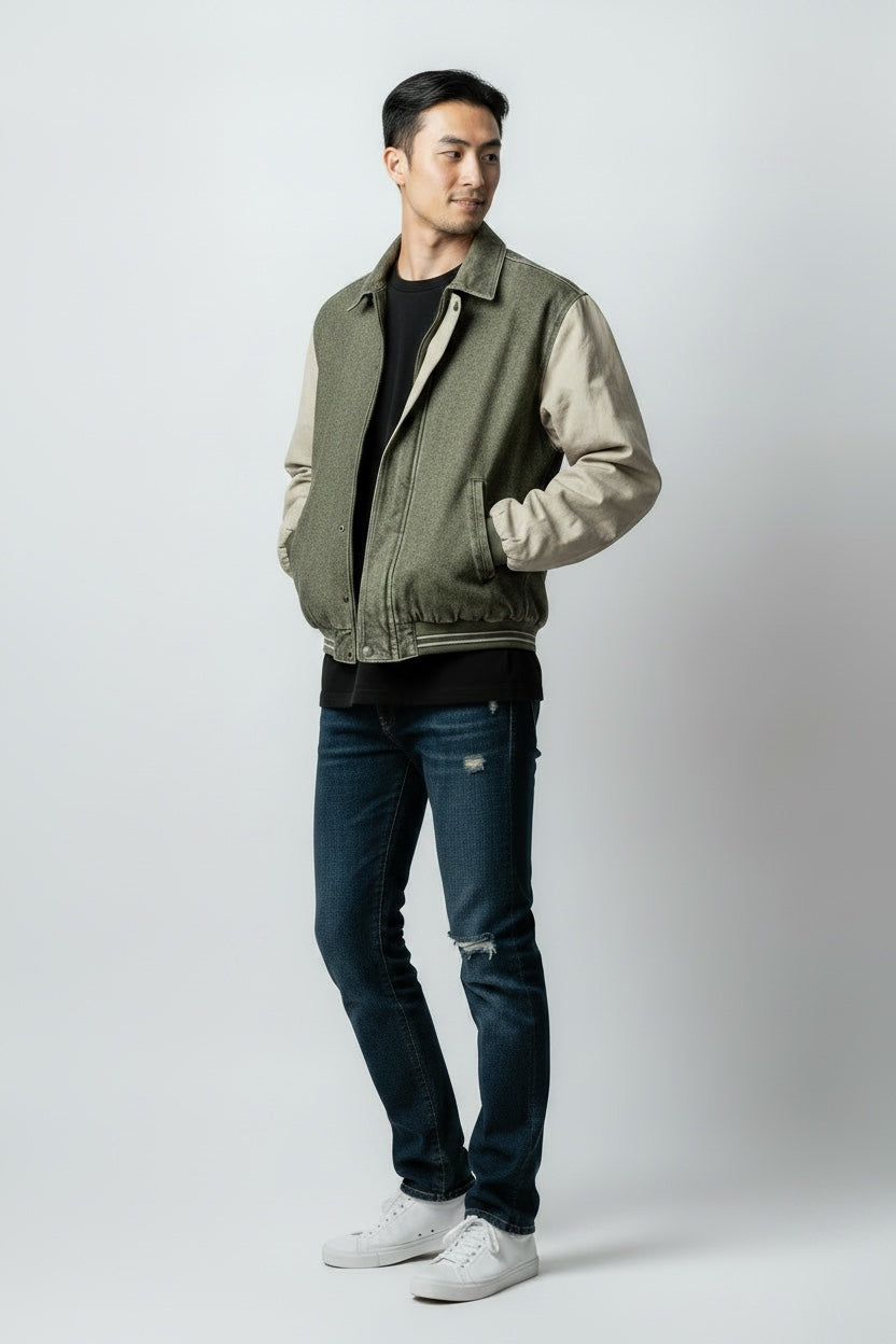 Green Denim - Bomber Jacket