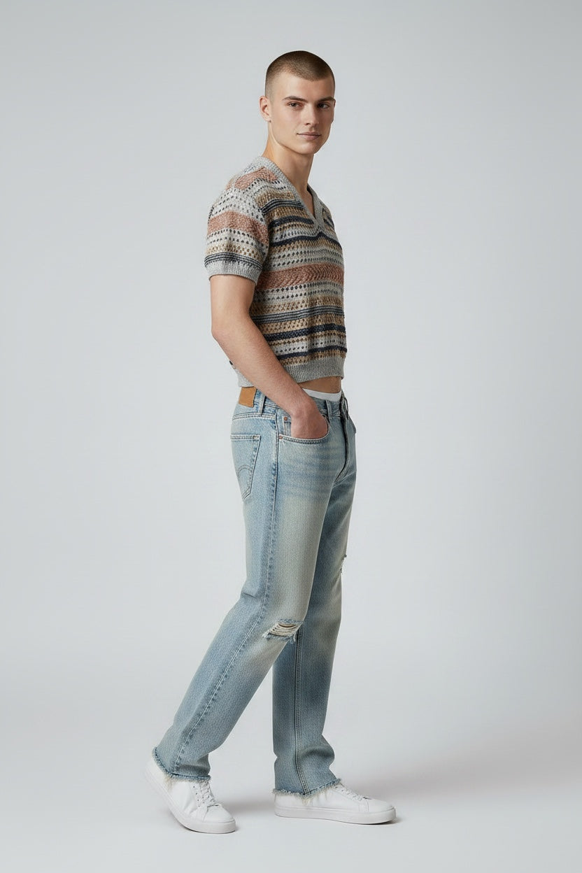 Mesh Knit - Striped Top