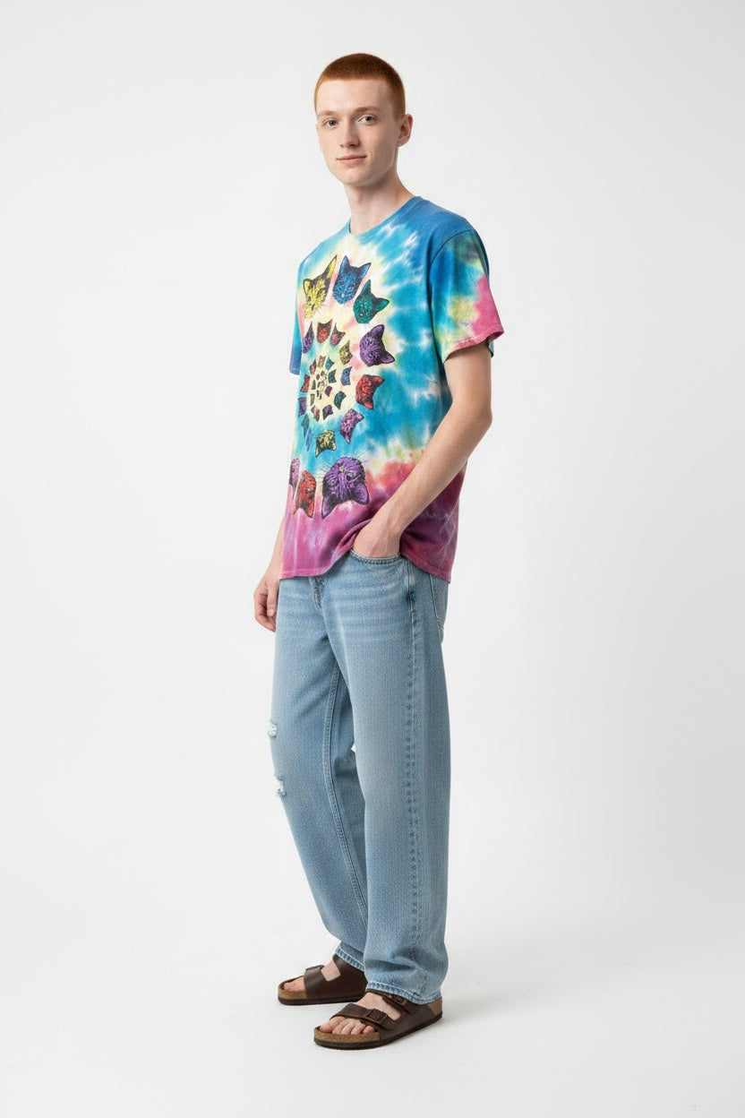 Psychedelic Cat - Tie Dye Tee Shirt