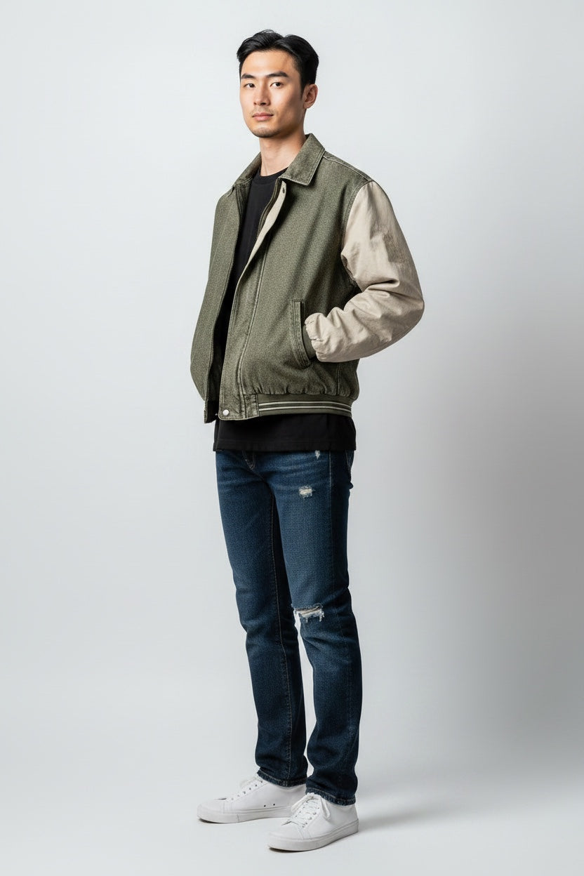 Green Denim - Bomber Jacket
