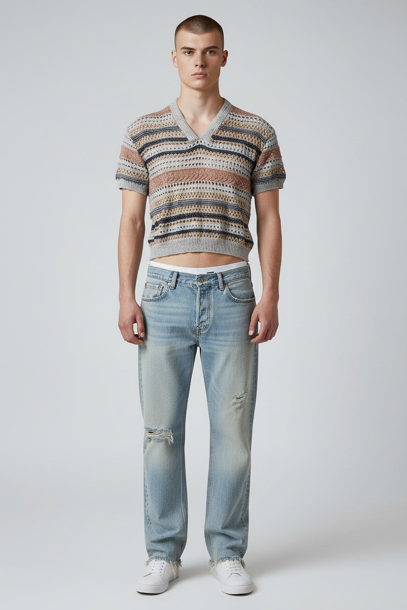Mesh Knit - Striped Top