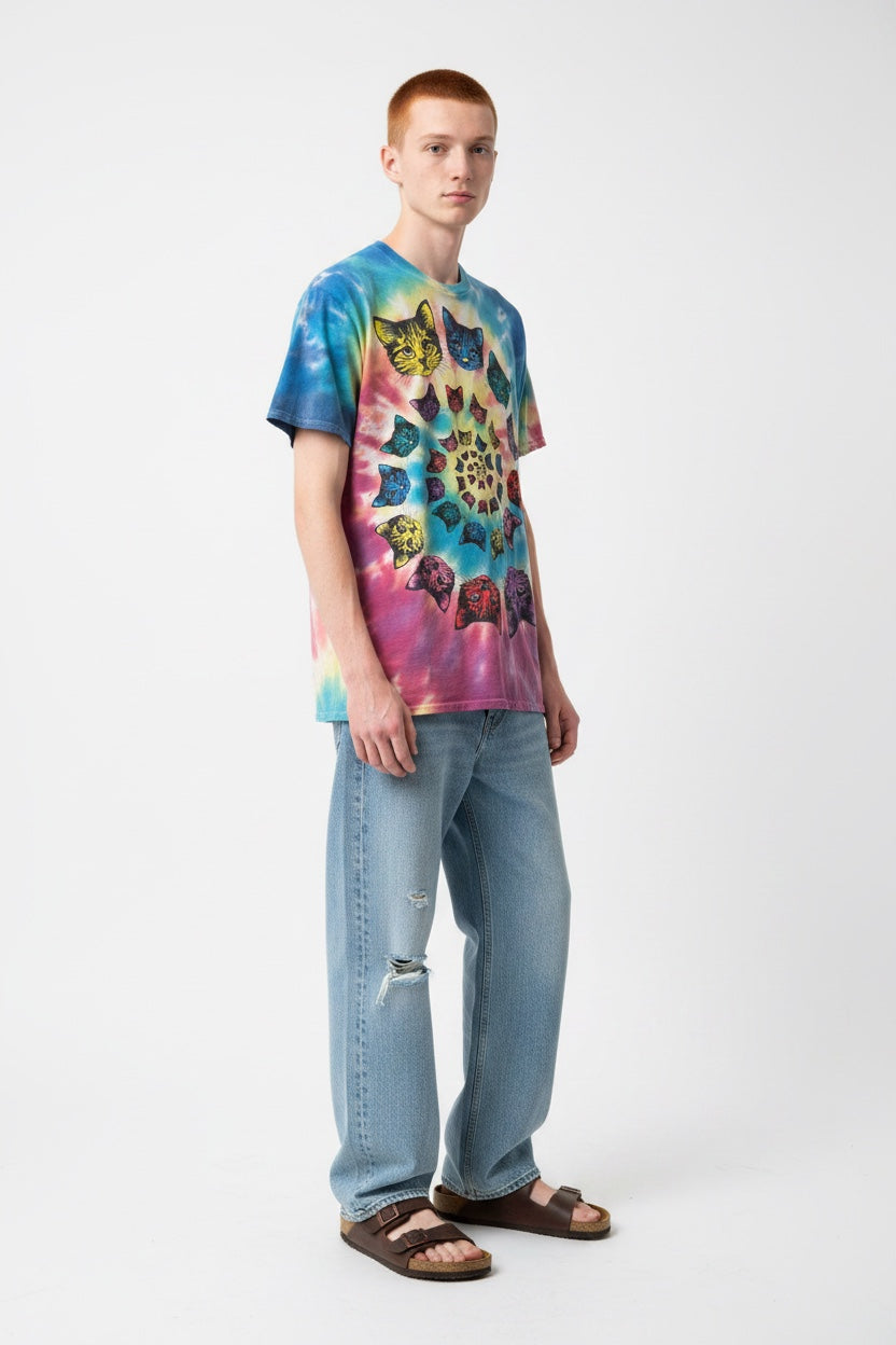 Psychedelic Cat - Tie Dye Tee Shirt